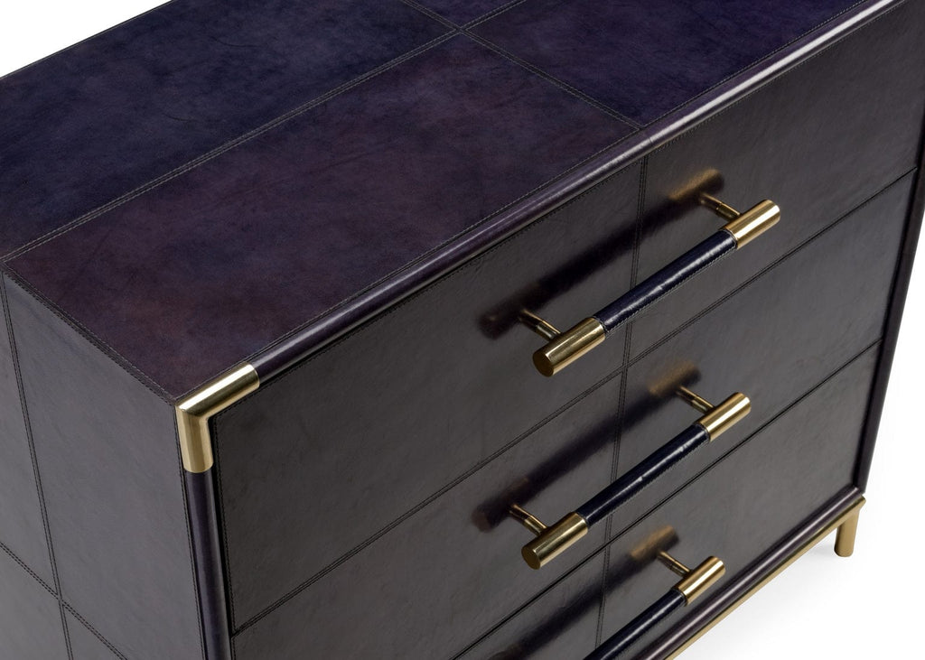 Blue Leather Dresser with Brass Accents English Country Home Blue Leather Dresser with Brass Accents English Country Home