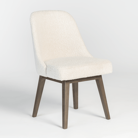 Modern Dining Chair in Ivory Boucle Fabric