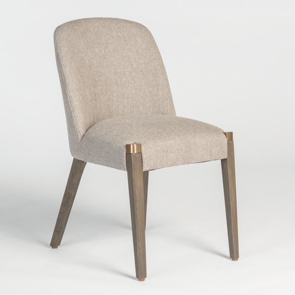 Simple Upholstered Dining Chair with Brass accents