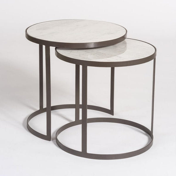 Set of Circular Marble Top Nesting Tables