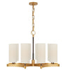 Aimee Medium Chandelier in Polished Nickel with Linen Shades