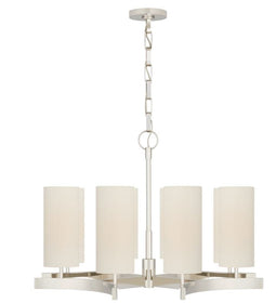 Aimee Medium Chandelier in Polished Nickel with Linen Shades