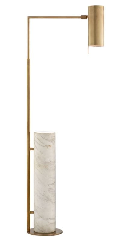 Alma Floor Lamp in Antique-Burnished Brass and White Marble