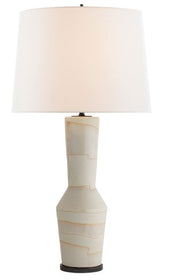 Alta Table Lamp in Sand and Wide Black Stripe with Linen Shade