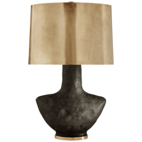 Armato Small Table Lamp with Oval Antique-Burnished Brass Shade