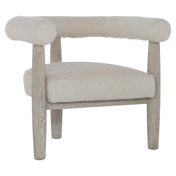 Solid Wood Occasional Chair in Soft Ivory Boucle
