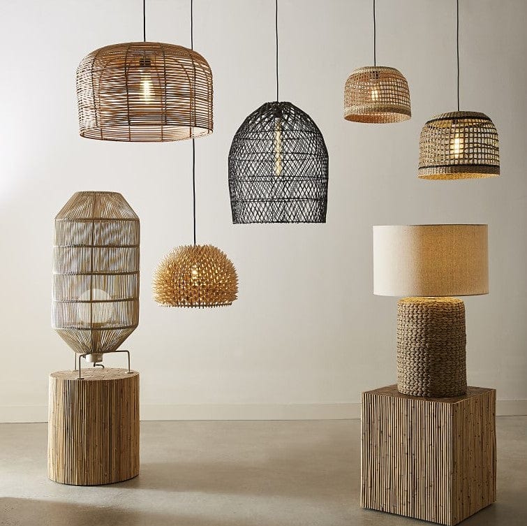 Black Rattan Open Weave Pendant Light – English Country Home