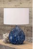 Blue Hand-Carved Scalloped Table Lamp
