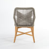 Outdoor Armchair in Teak and Faux Wicker, with Seat Cushion in White