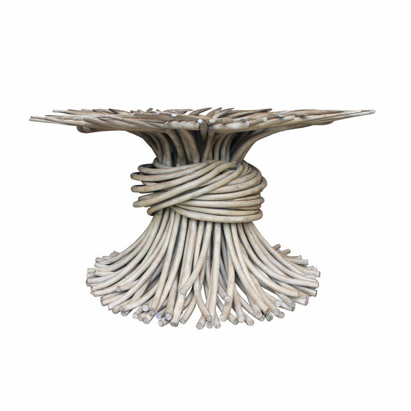 Handmade Rattan Knot Cocktail Table with Glass Top – English Country Home