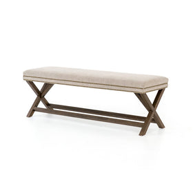Upholstered X-base Bench - Hamptons Furniture, Gifts, Modern & Traditional