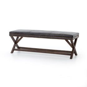 59" Leather Tailored Bench