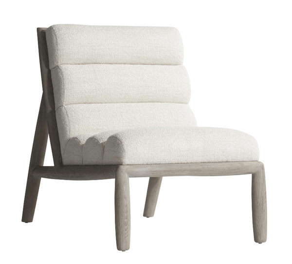 Plush Channeled Chair with Greige Wood