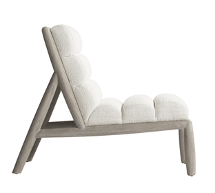 Plush Channeled Chair with Greige Wood