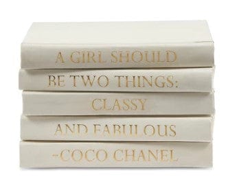 Coffee Table Book Stack, Coco Chanel Quote, Fashion Designer Books,  Decorative Designer, Coco Chanel Elegance Quote 