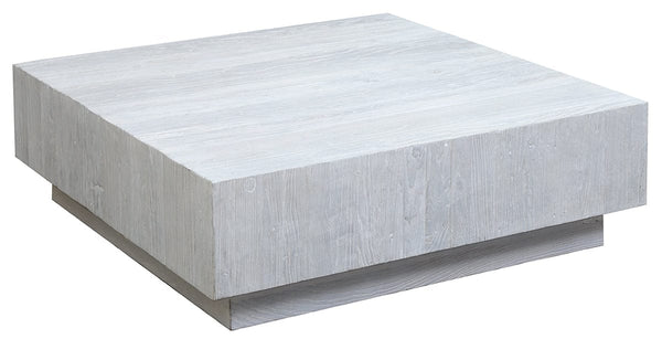 Square Coffee Table with Heavy white washed finish
