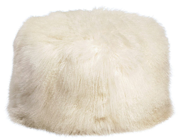 White Mohair Pouf - Hamptons Furniture, Gifts, Modern & Traditional