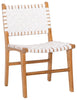 Leather and Teak Frame Dining Chair, in White