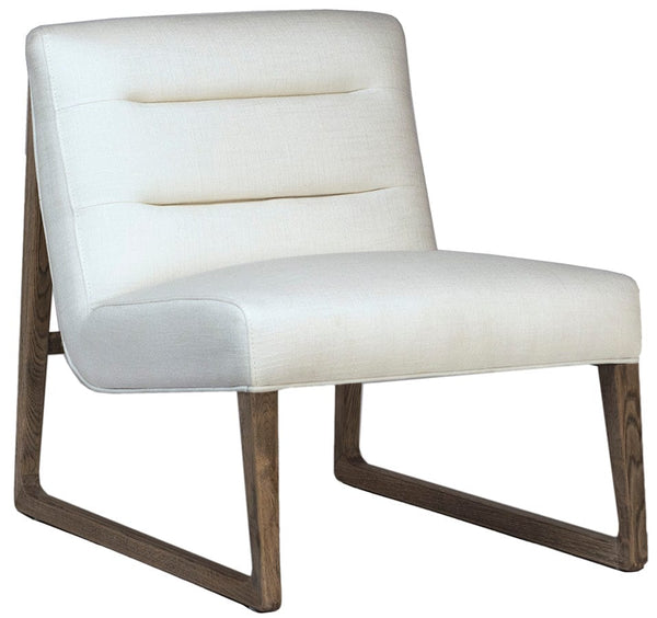 Occasional chair in linen, with wood frame