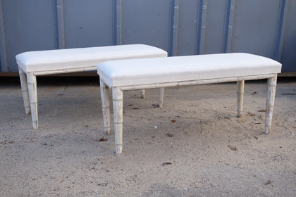 Pair Swedish Upholstered Benches - Hamptons Furniture, Gifts, Modern & Traditional