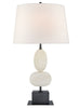 Dani Medium Table Lamp in Alabaster and Black Marble with Linen Shades
