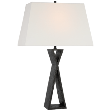 Denali Small Table Lamp in Aged Iron with Linen Shade