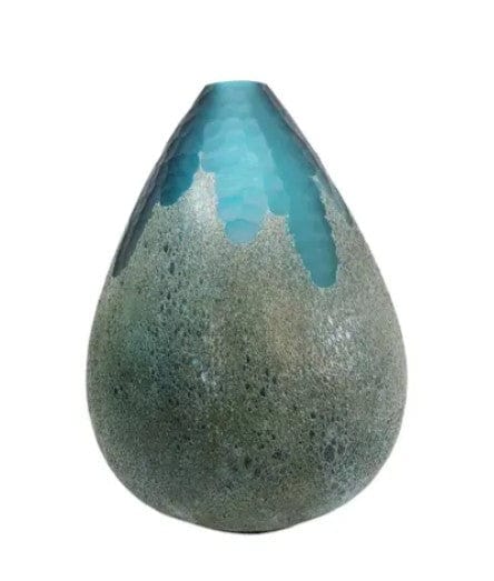 Metallic Blue Droplet Vase