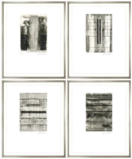 Linear Etchings with Contemporary Silver Frame