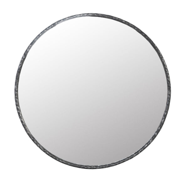 51" Round Mirror with Hammered Frame