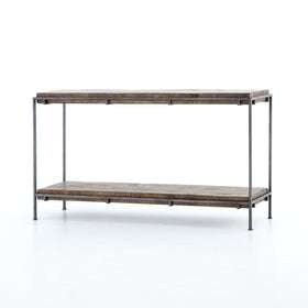Iron Framed Modern Console with Rustic Hardwood Top and Base - Hamptons Furniture, Gifts, Modern & Traditional