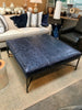 Large Square Ottoman, metal base, in fabric or leather