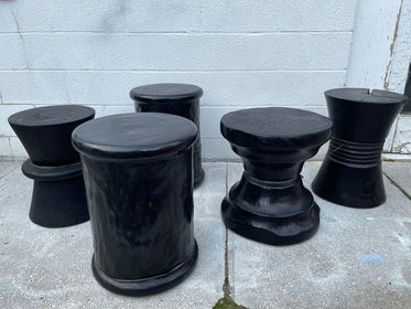 Organic Style Black Polished Stools or Side Tables in variety of styles