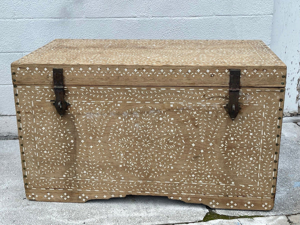 Large Indian Trunk, with Inlaid Bone design