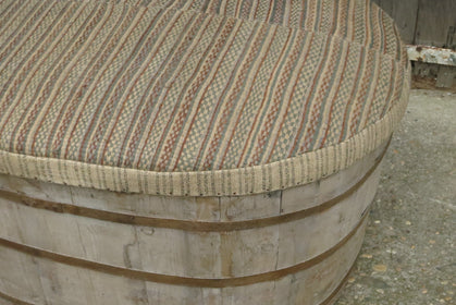 Unusual Old Barrell with Upholstered Top