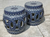 Large Outdoor Porcelaine Side table in Blue and White