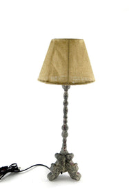 zinc based lamp with burlap shade, rustic style finish