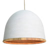 Very Large Rattan Dome Pendant Light in White & Natural