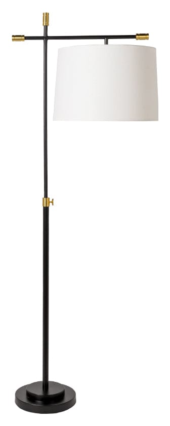 Floor Lamp with Black Metal Base and Gold Accents