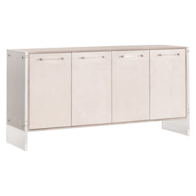 Faux Shagreen Media Storage Sideboard with Lucite Hardware