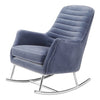 Blue Velvet Rocking Chair on stainless steel base