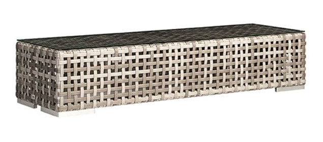 Open Weave Wicker and Glass Top Coffee Table