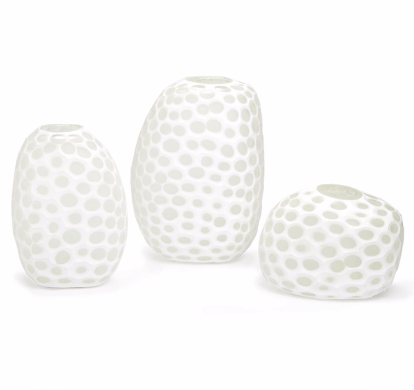 Unusual white glass vases