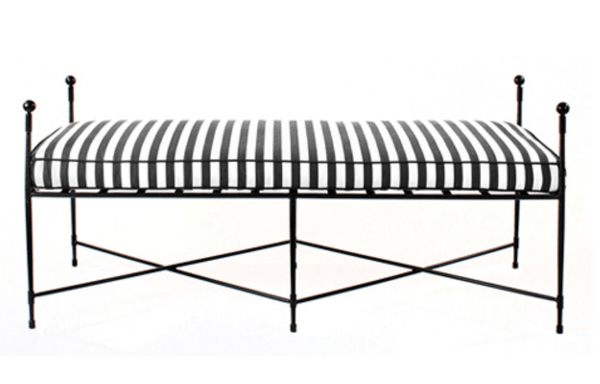 Outdoor Dining Bench in Stainless Steel/Black