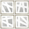 SILVER LEAFED WHITE ABSTRSACTS FRAMED IN MODERN SILVER FRAME