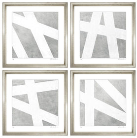 SILVER LEAFED WHITE ABSTRSACTS FRAMED IN MODERN SILVER FRAME