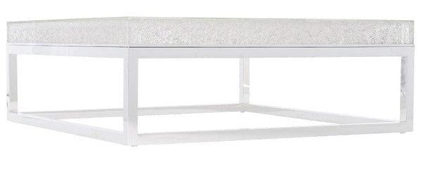 Large 48 inch Square Coffee Table, Acrylic, Ice Cube Finish on Stainless Steel Base