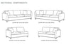 Sectional Sofa and Chaise, non tufted, Quinn by Cr Laine