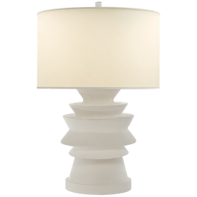 Stacked Disk Table Lamp with Natural Percale Shade