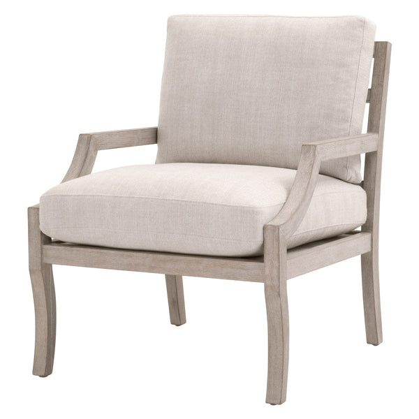 Solid Beechwood armchair with Linen seat & back cushions