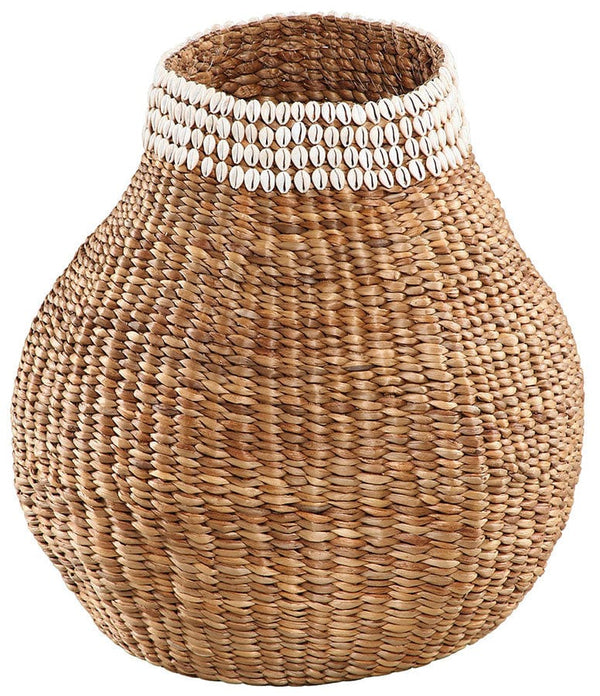 Large Sculptural  Basket with Cowry Shells collar